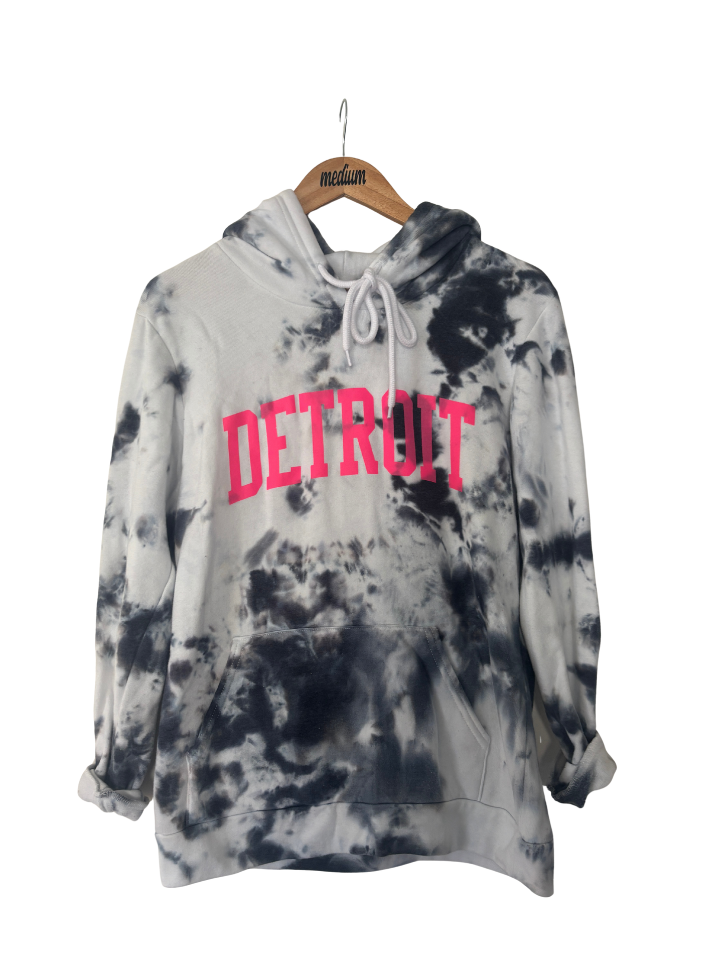 Bright Pink Detroit Hoodie- Adult M